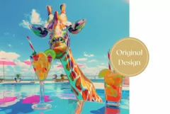 Funny Giraffe Tumbler Sublimation, Summer Animals PNG Product Image 2