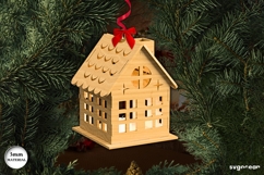 Christmas House Candle Holder SVG | Laser Cut | Glowforge Product Image 1