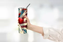 4th Of July Rooster American Flag 20 oz Skinny Tumbler Product Image 2