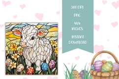Stained Glass Easter Square Coasters, Easter Cow PNG Product Image 2
