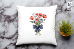 Patriotic Flower Bouquet Clipart Sublimation PNG Product Image 2