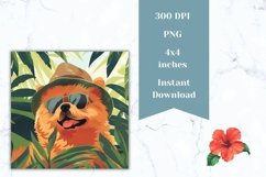 Summer Dog Square Coasters, Chow Chow Square Coasters PNG Product Image 2