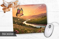Enchanted Sunset A Butterfly's Journey Mouse Pad PNG Design Product Image 1