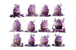 Lavender Cupcake Clipart, Floral Cupcake Clipart Product Image 2