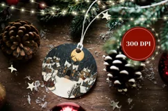 Christmas Village Ornament, Christmas Night Ornament PNG Product Image 2