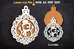 Christmas Ornament Snowman SVG laser cut file for Glowforg Product Image 2