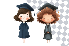 Cute Watercolor Graduate Girl Clipart PNG | 23 Unique Design Product Image 2