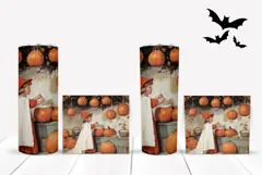 Cartoon Pumpkins Tumbler Design, Vintage Halloween Pumpkins Product Image 2