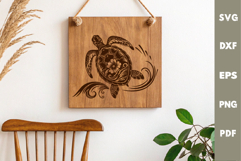 Turtle Design, Underwater World, Cutting board, Laser SVG Product Image 3