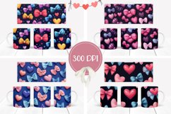 Bows Mug Wrap Designs, Love Hearts Mug Sublimation Product Image 2