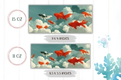 Koi Fish Mug Wrap, Sea Mug Design, Clouds Coffee Mug Product Image 2