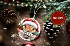 Merry Christmas Round Ornament, Watercolor Winter Ornament Product Image 2