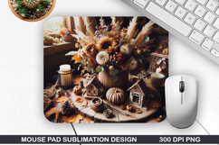 Flower Mouse Pad Sublimation, Autumn Mouse Pad PNG Design Product Image 1