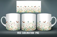 Wildflower Mug Sublimation PNG |Mug Wrap | Watercolor Flower Product Image 2