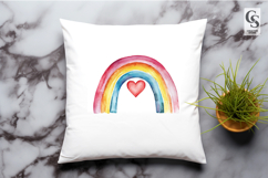 Watercolor Rainbow Heart Clipart PNG Product Image 2