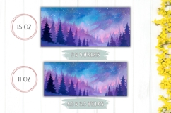 Night Sky Mug Sublimation, Night Forest Mug Wrap Design Product Image 2