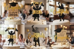 Graduation Cake Toppers SVG Bundle | Glowforge | Laser Cut Product Image 2