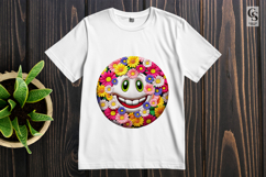 Floral Smiley Face Clipart Sublimation PNG Product Image 2