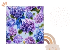 Purple Hydrangea Pillow Design, Floral Pillow Sublimation Product Image 2