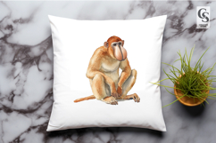 Watercolor Proboscis Monkey Clipart Sublimation PNG Product Image 3