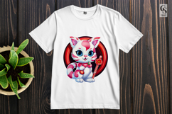 Cute Candy Cat With Lollipop Clipart Sublimation PNG Product Image 2