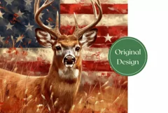 Patriotic Deer Tumbler Sublimation, American Flag Tumbler Product Image 2