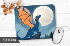 Moonlit Blue Dragon with Orange Wings Mouse Pad PNG Design Product Image 1