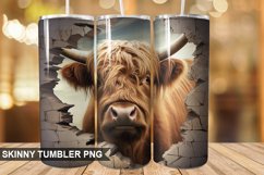 3D Highland Cow Cracked Hole PNG Tumbler Design Product Image 1