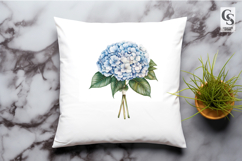 Watercolor Blue Hydrangea Bouquet Clipart Sublimation PNG Product Image 2