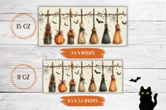 Cartoon Halloween Mug PNG, Witch Broom Mug Wrap Design Product Image 2
