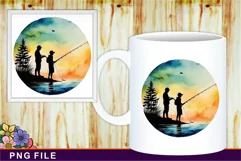 Fathers Day, Dad and Son Fishing Shirt Sublimation Product Image 2