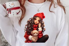 Cute Christmas Little Girl Sublimation Clipart Product Image 2