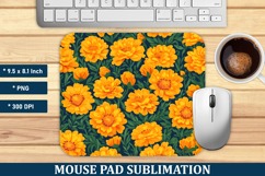 Marigold Flower Pattern Mouse Pad | Mouse Pad Sublimation Product Image 1