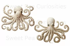 Octopus, Ocean, Sea, Ephemera, Shabby Chic , PNG, Clipart Product Image 2