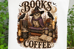 Books And Coffee Halloween Owl Witch Vintage SVG Product Image 3
