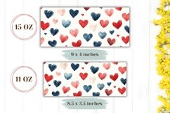 Blue Love Hearts Mug Wrap, Cartoon Hearts Mug Template Product Image 2