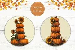 Farm Pumpkins Car Coaster PNG, Flowers Car Coaster Template Product Image 2
