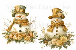 Christmas, Snowman, Gold, Ephemera, PNG, watercolor, Clipart Product Image 2