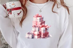 Pink Christmas gifts clipart sublimation, Christmas PNG Product Image 2