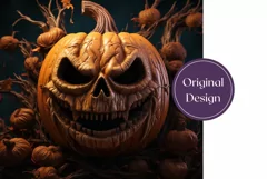 3D Pumpkin Tumbler Wrap, 3D Halloween Tumbler Wrap Design Product Image 2