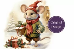 Watercolor Christmas Tumbler Sublimation, Cute Mouse Tumbler Product Image 2