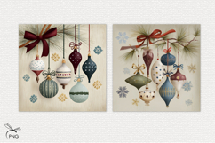 Christmas tree decorations digital paper, background clipart Product Image 2