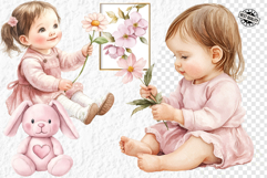 Pink baby girl clipart Product Image 1
