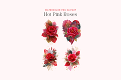 Watercolor Hot Pink Roses Cliparts Product Image 2