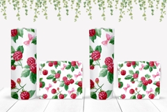 Watercolor Raspberry Tumbler Wrap, Floral Tumbler Design Product Image 2