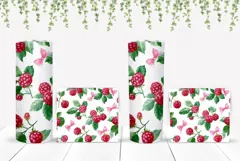Watercolor Raspberry Tumbler Wrap, Floral Tumbler Design Product Image 2