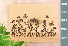 Baby Cow Design, Cutting board SVG, Laser cut SVG Product Image 2