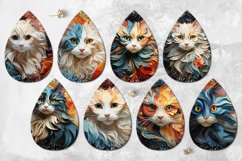 3D Papercut Cats | 8 Teardrop earring Sublimation designs Product Image 2