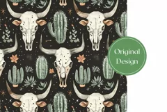 Western Cow Skull Tumbler Wrap, Cactus Sublimation Tumbler Product Image 2
