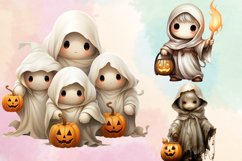 Watercolor Cute Ghosts Clipart Bundle Product Image 2